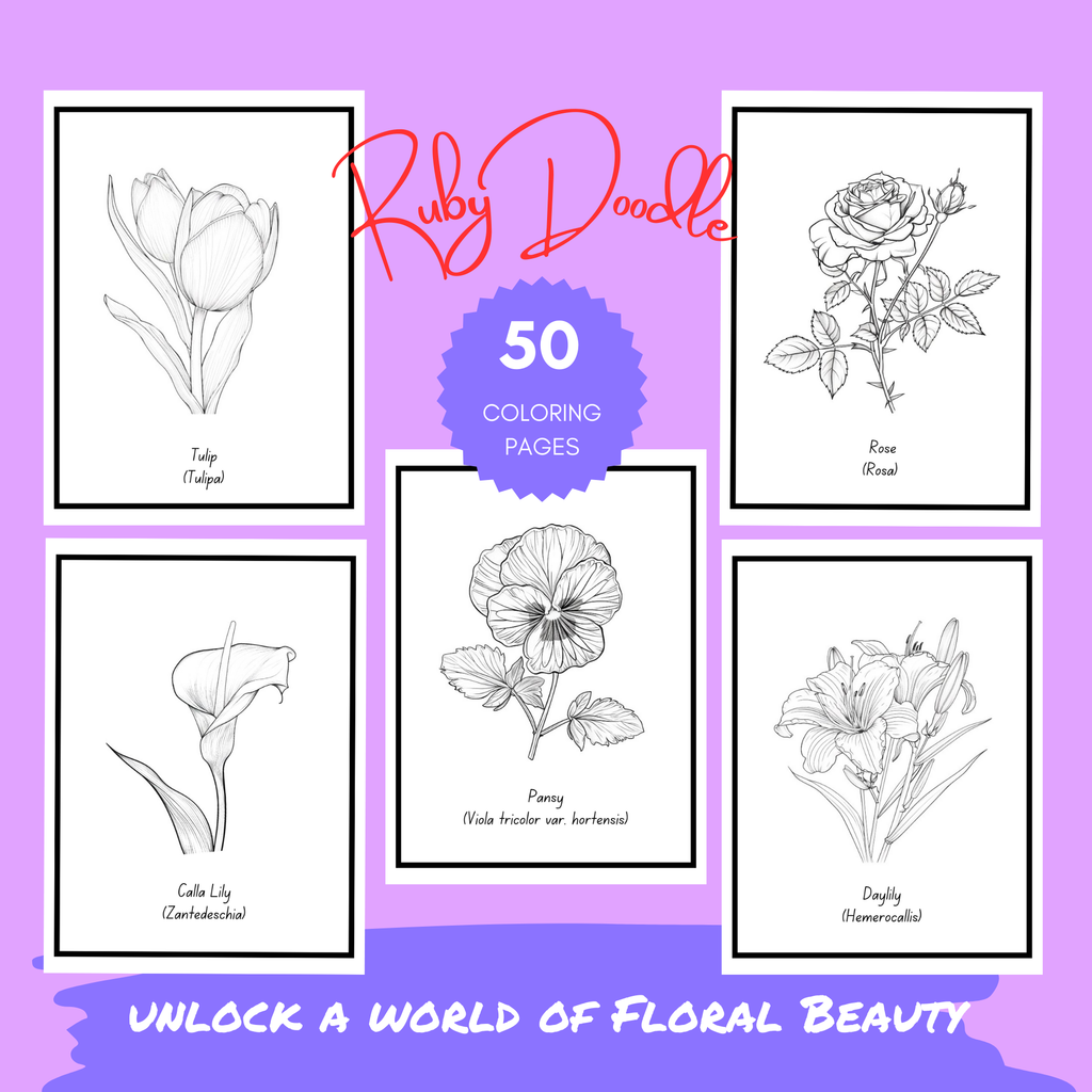 Bold Blooms: Large Print Simple Flower Coloring Book - Digital Pages