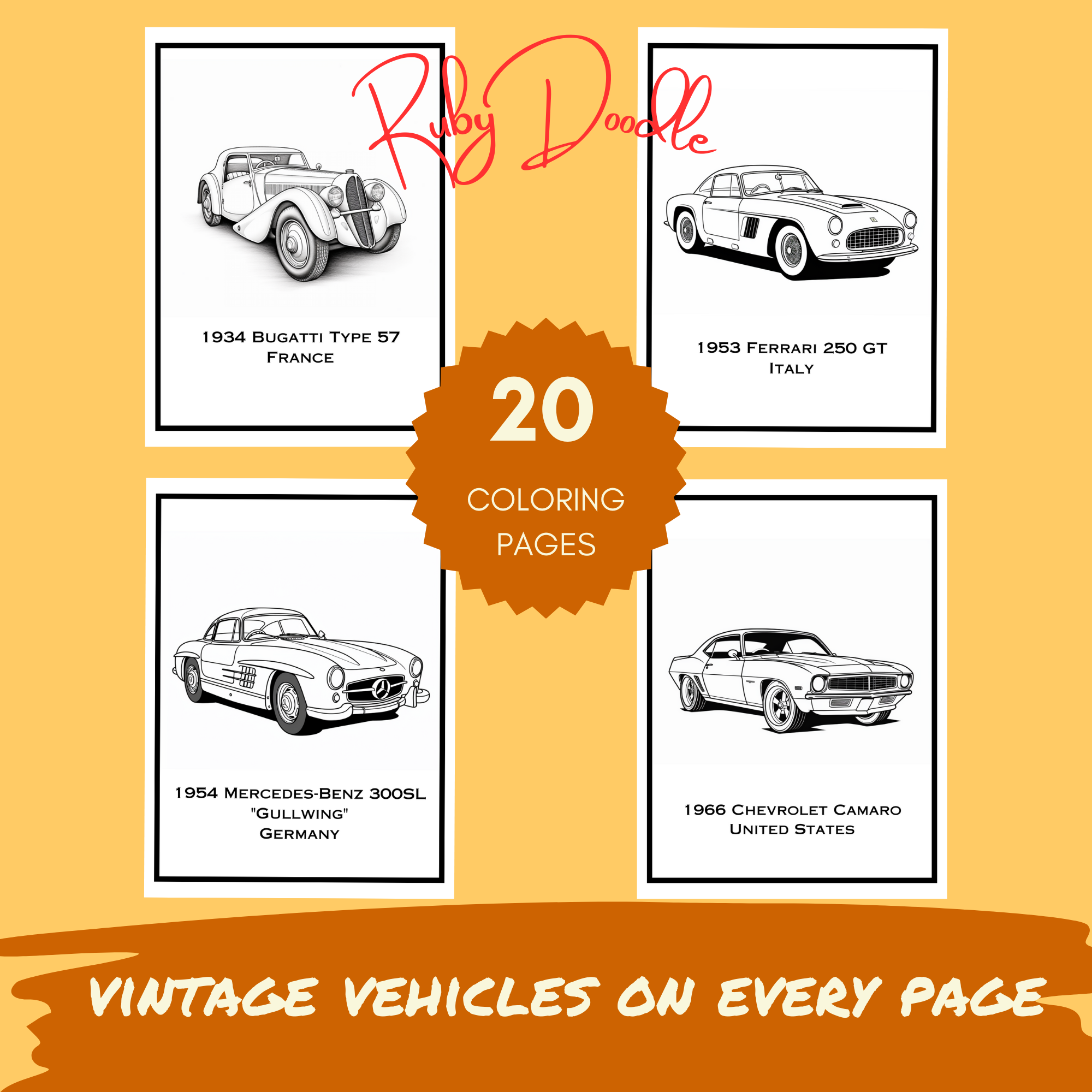 Classic Cars Around the World: A Coloring Book for Classic Car Enthusiasts - Print