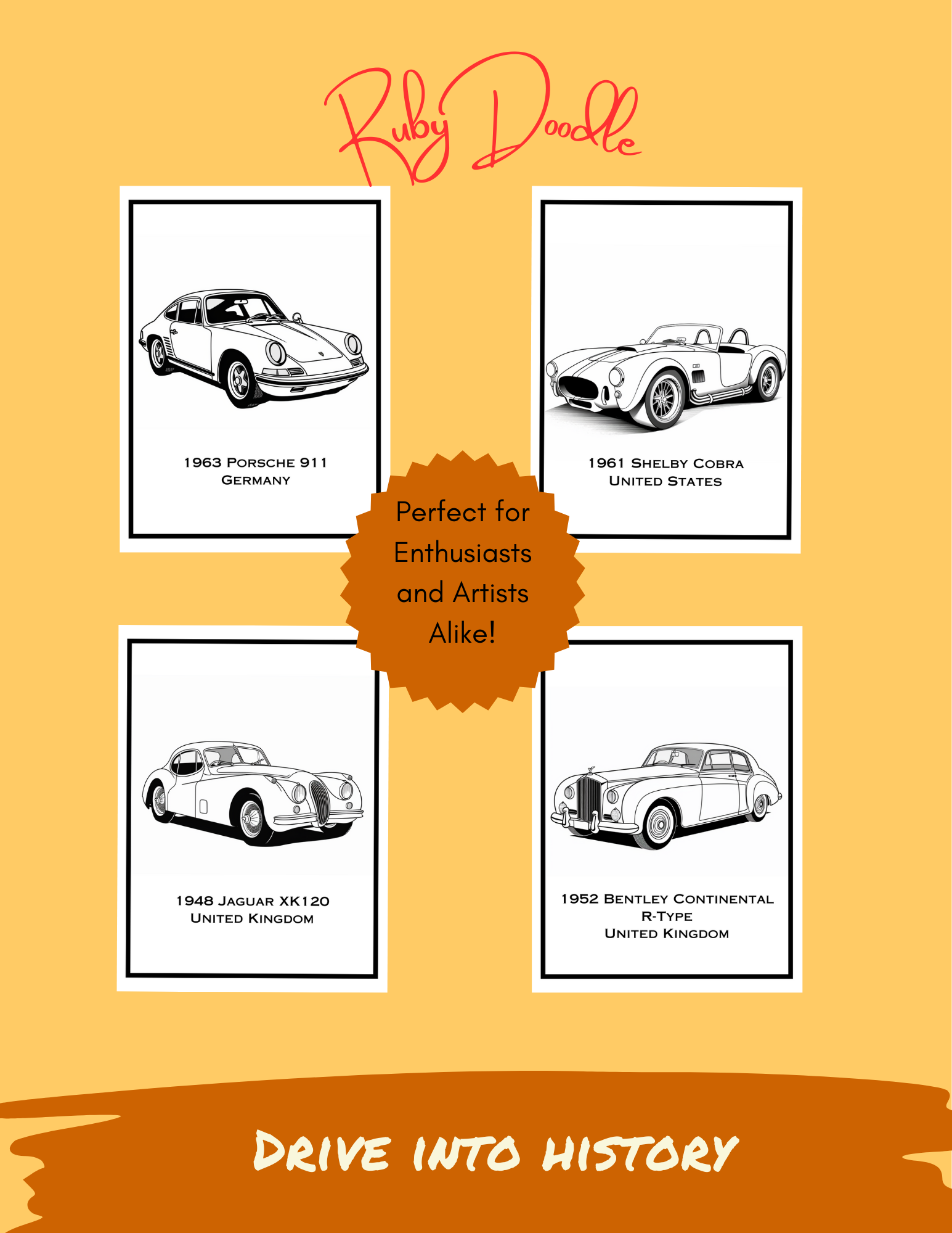 Classic Cars Around the World Coloring Book - Digital & Print