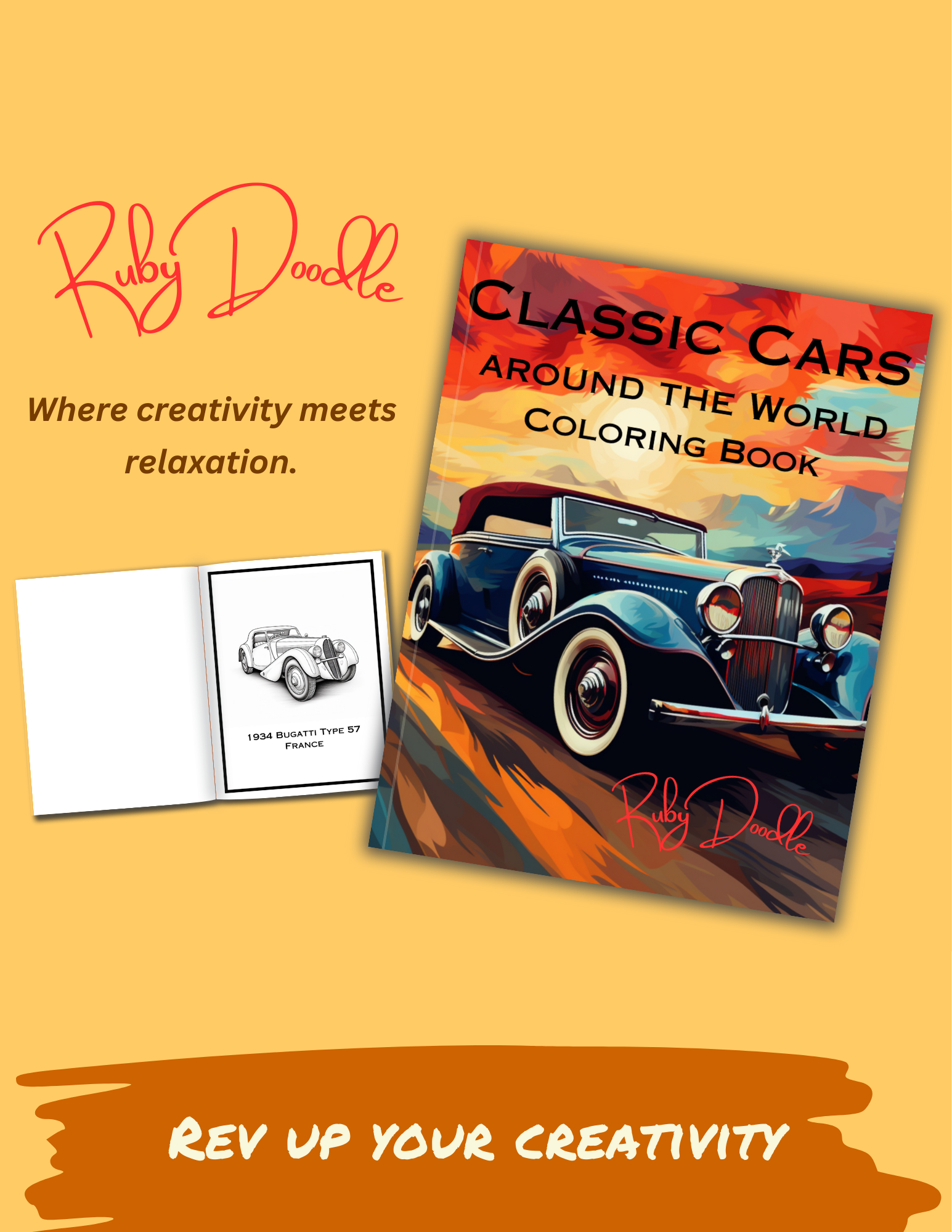 Classic Cars Around the World Coloring Book - Digital & Print
