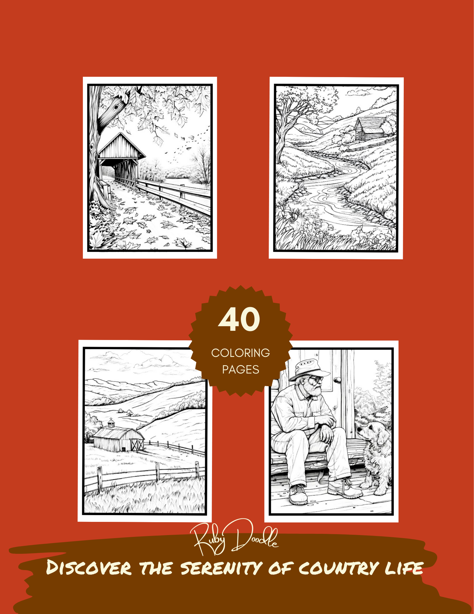 Cozy Country Charm Coloring Book - Digital & Print