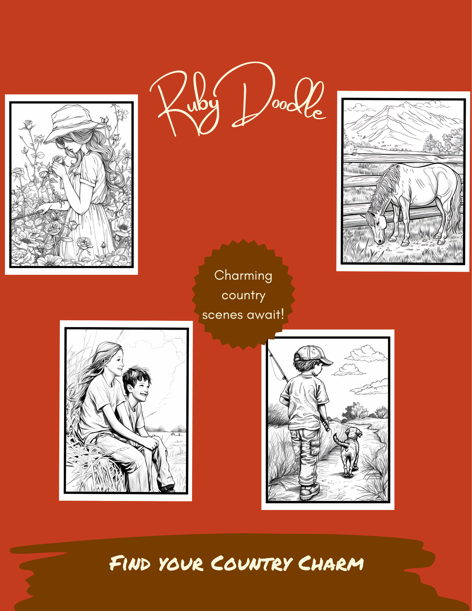 Cozy Country Charm Coloring Book - Digital & Print