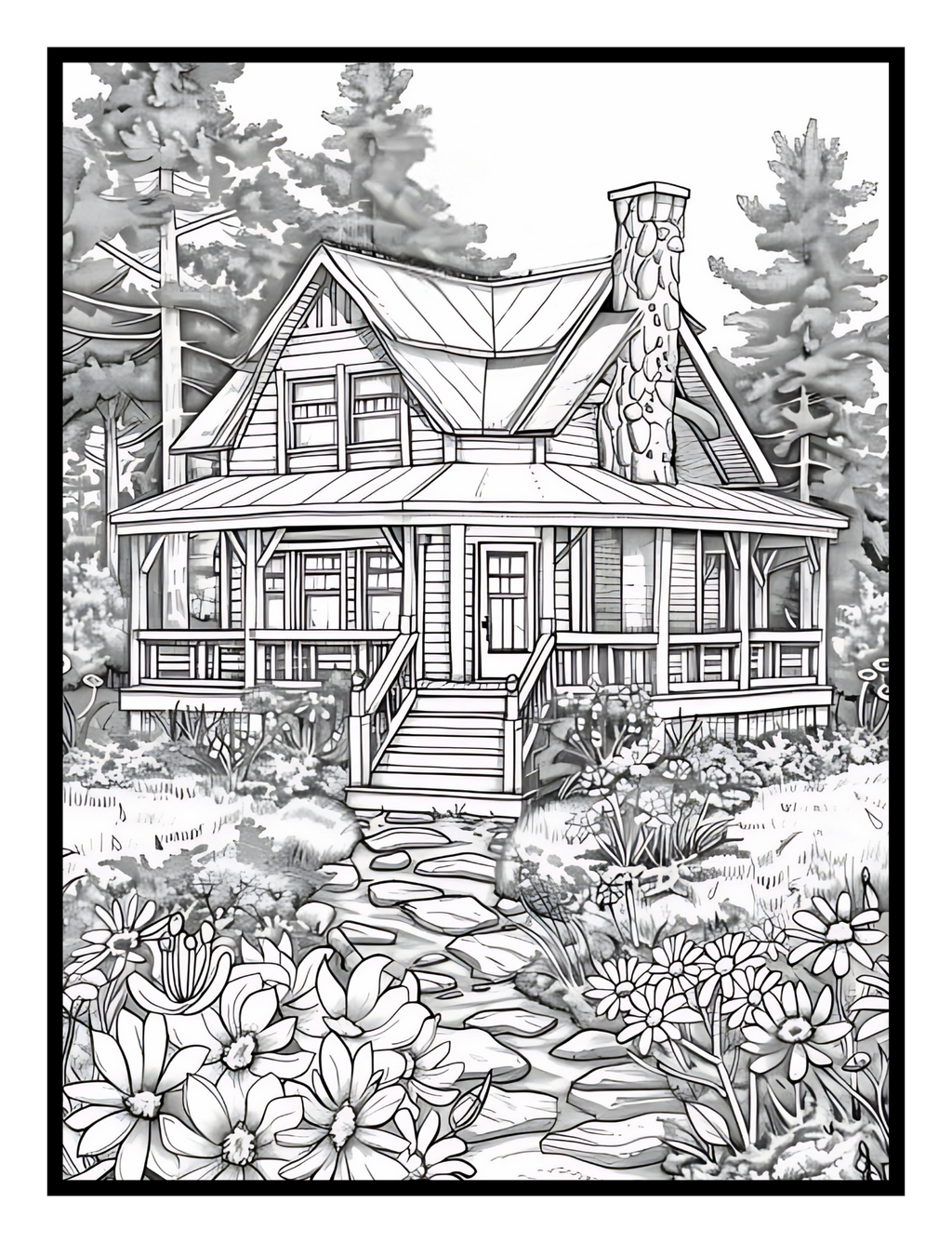 Cozy Country Charm Coloring Book: Simple and Serene Escape to Peaceful Settings - Print