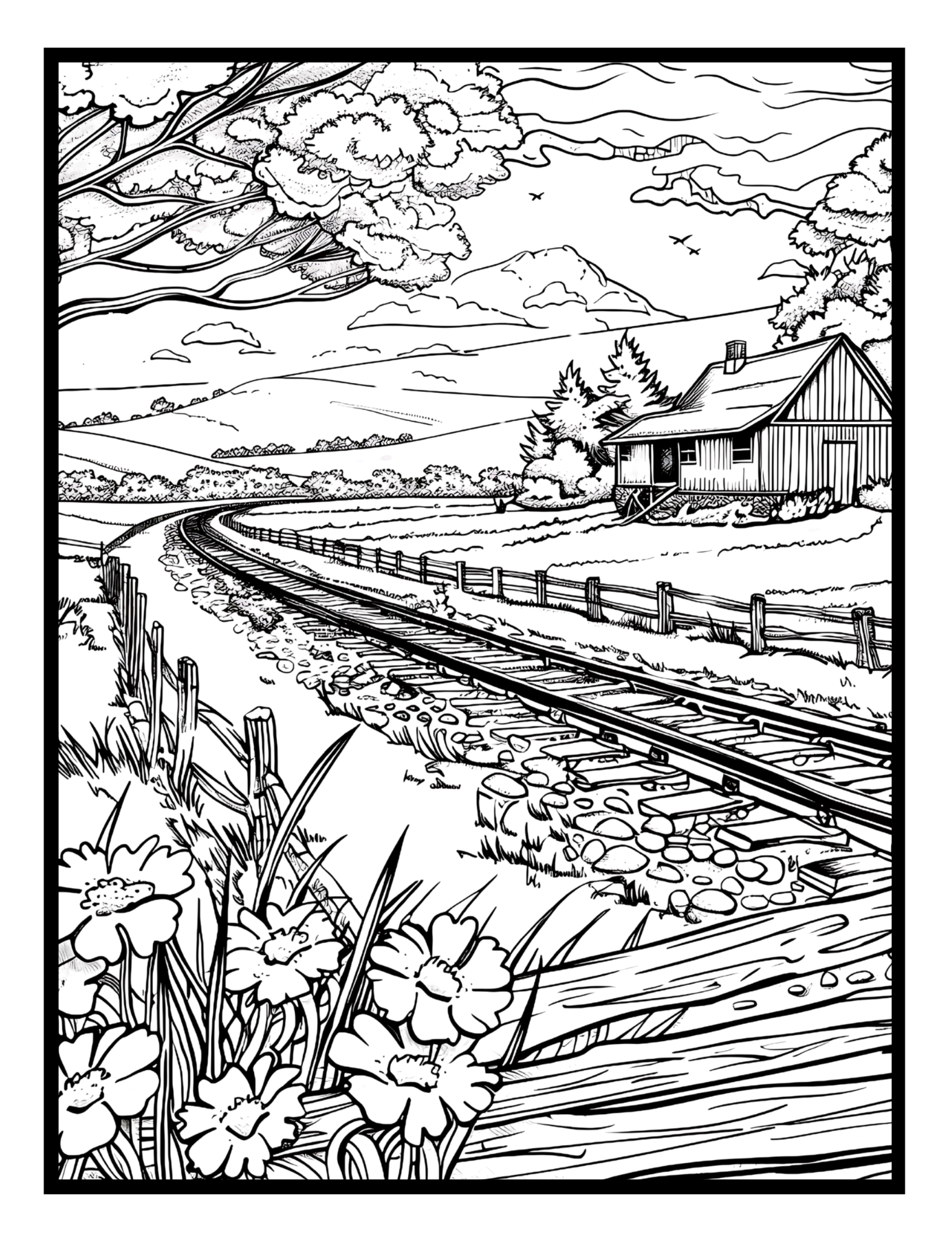 Cozy Country Charm Coloring Book: Simple and Serene Escape to Peaceful Settings - Digital Pages