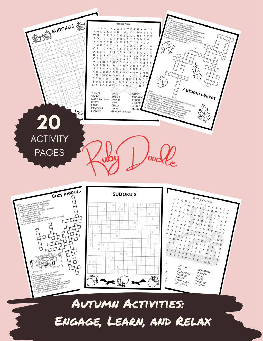 Falling Leaves and Cozy Scenes: A Coloring and Activity Book - Digital & Print