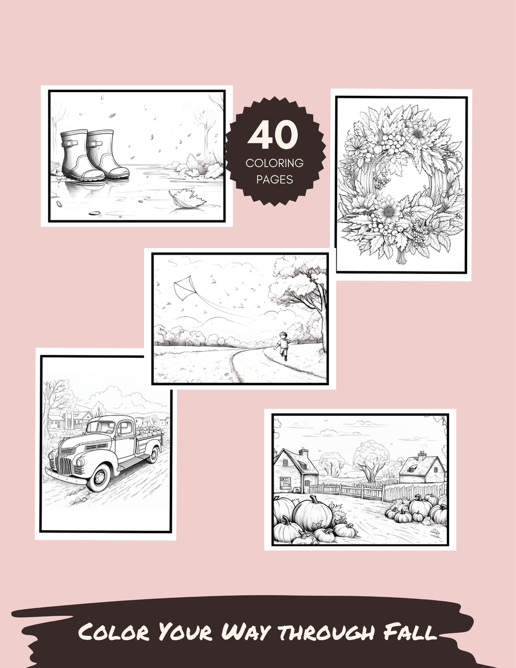 Falling Leaves and Cozy Scenes: A Coloring and Activity Book - Digital & Print