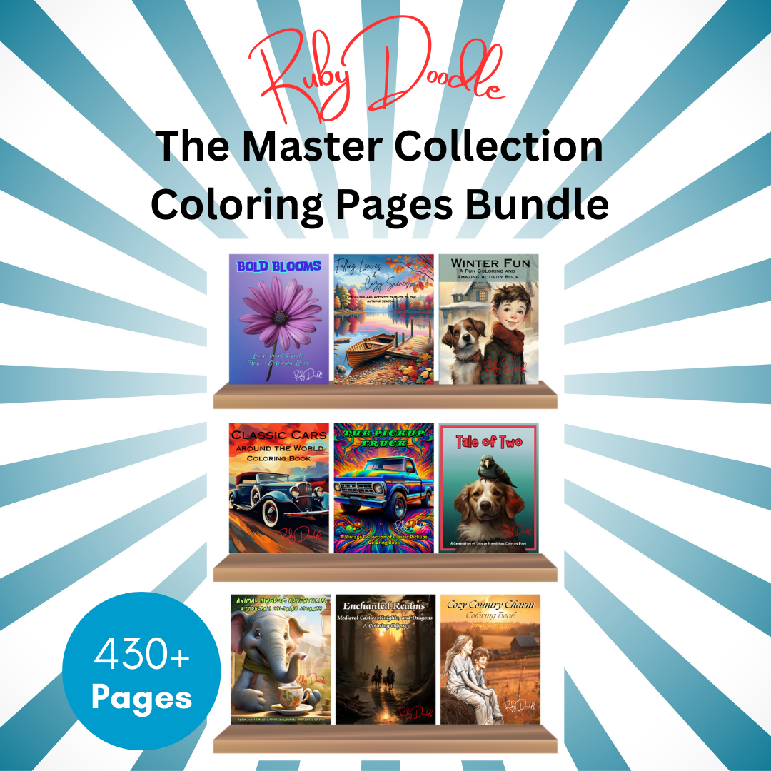 Digital Bundle - The Ruby Doodle Master Collection Coloring Pages - 9 Coloring Books
