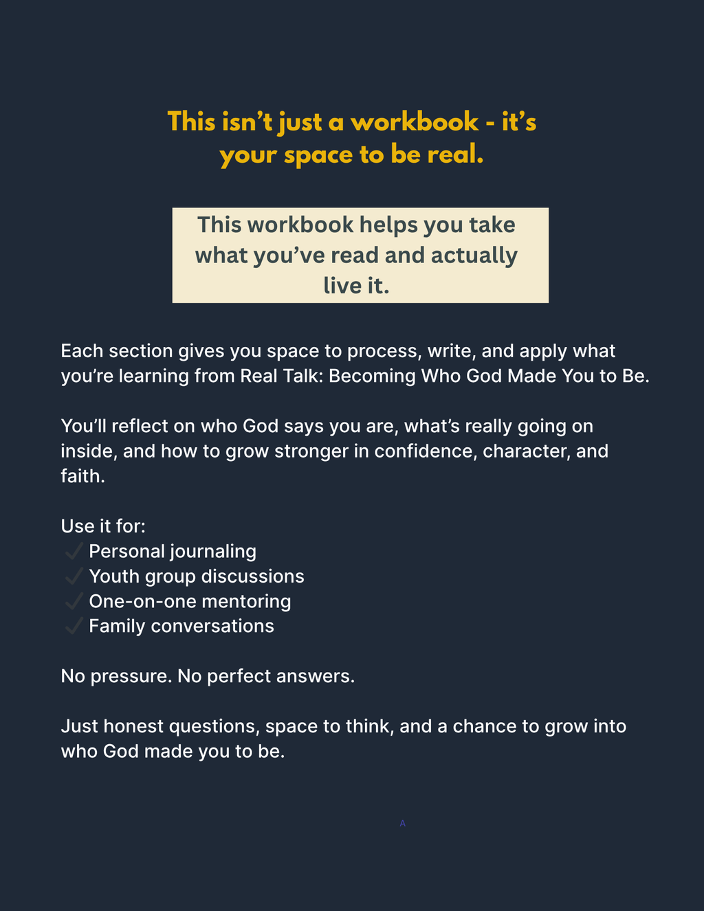 Real Talk: Becoming Who God Made You to Be Workbook - Print