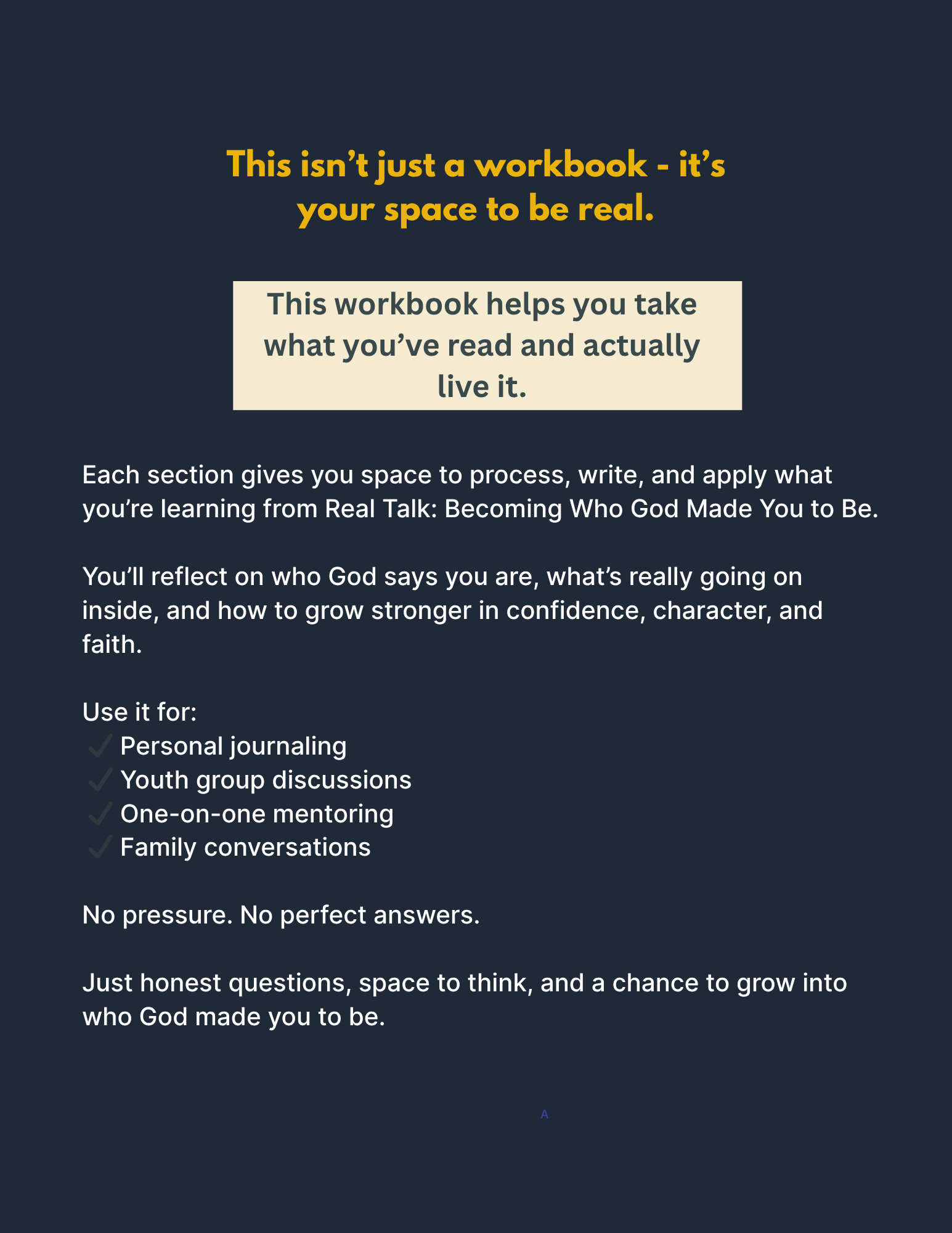 Real Talk: Becoming Who God Made You to Be Workbook - Print