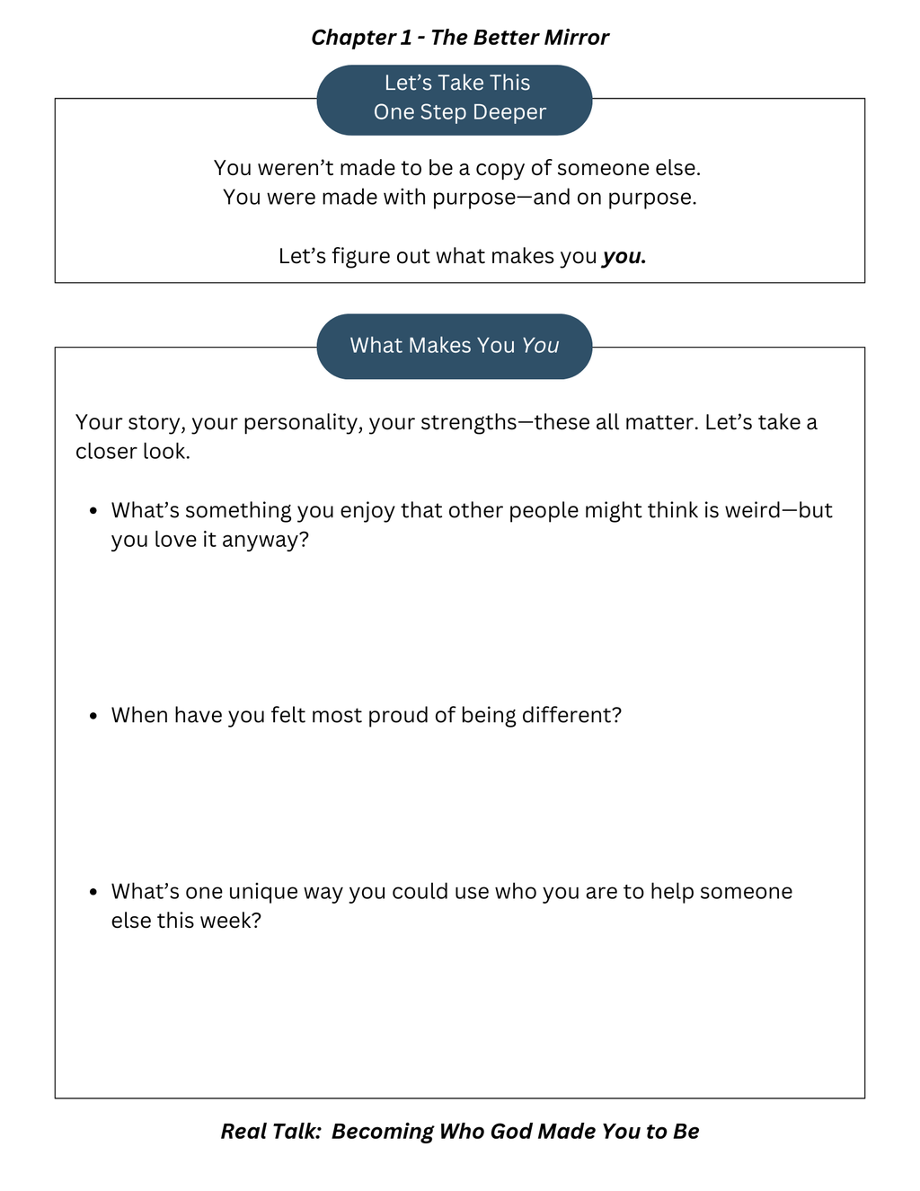 Real Talk: Becoming Who God Made You to Be Workbook - Print