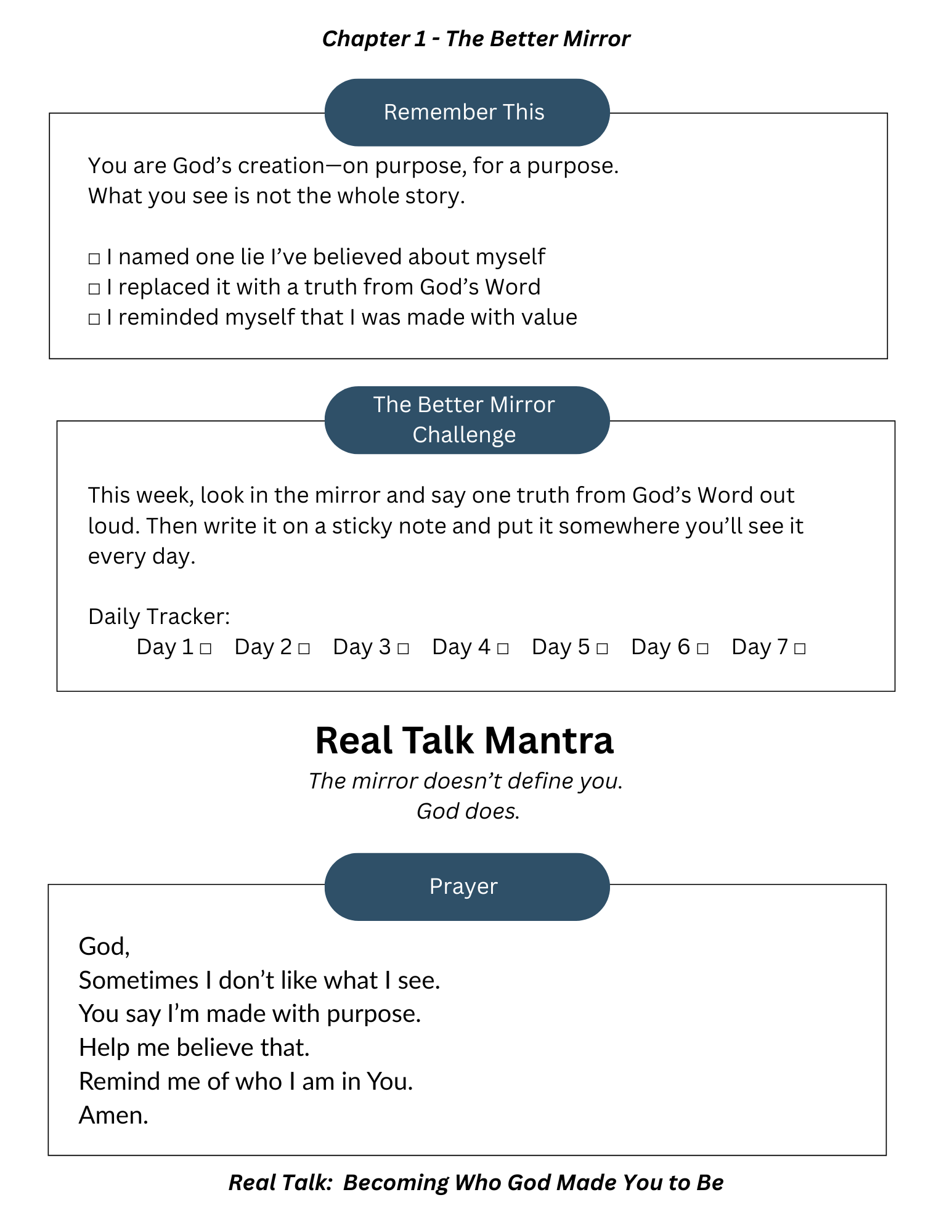 Real Talk: Becoming Who God Made You to Be Workbook - Print