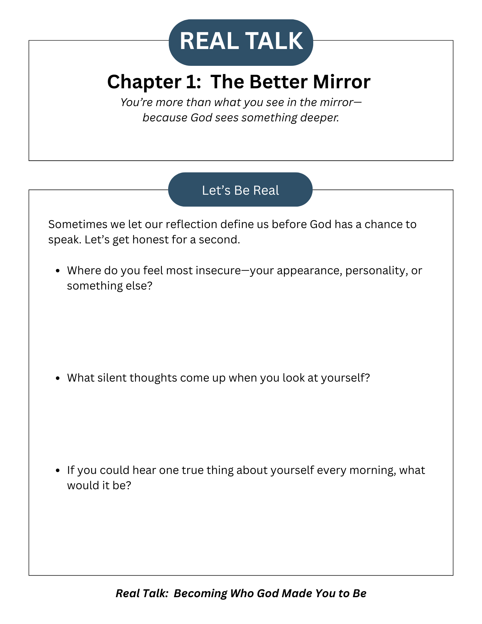 Real Talk: Becoming Who God Made You to Be Workbook - Digital Pages