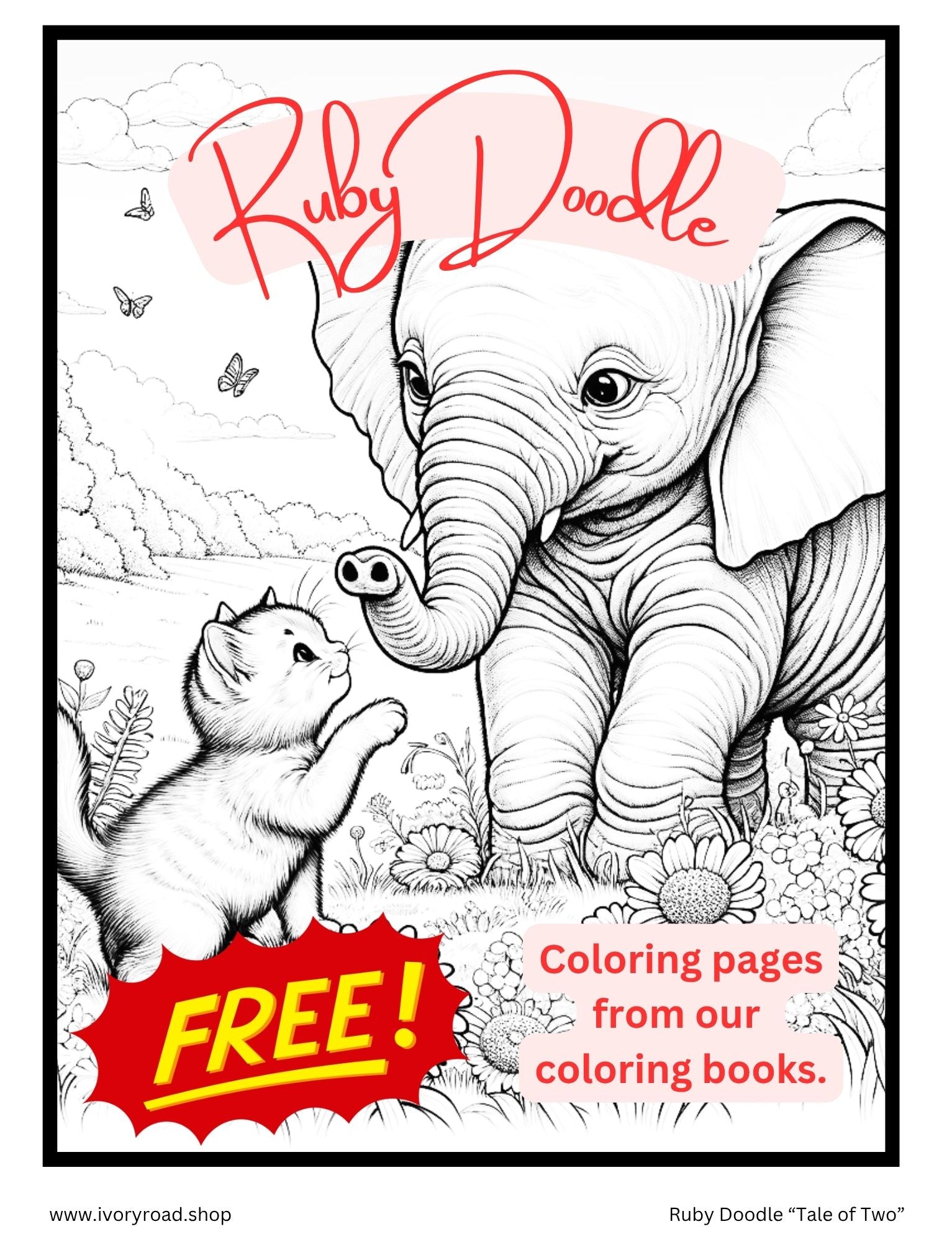 Ruby Doodle free coloring book, 20 free sample pages from our coloring book collection