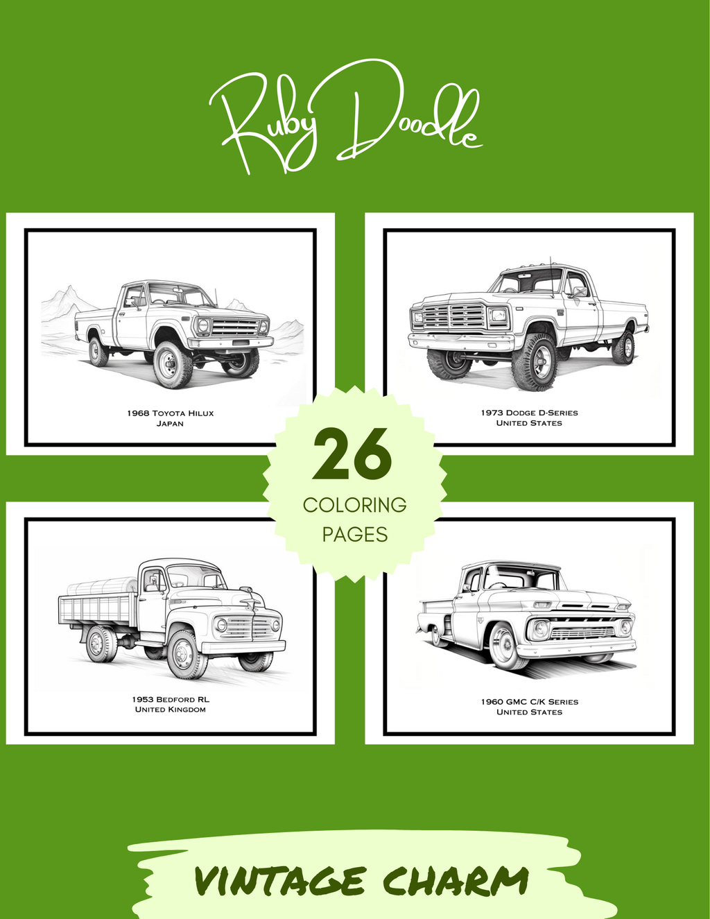 The Pickup Truck Coloring Book - Digital & Print