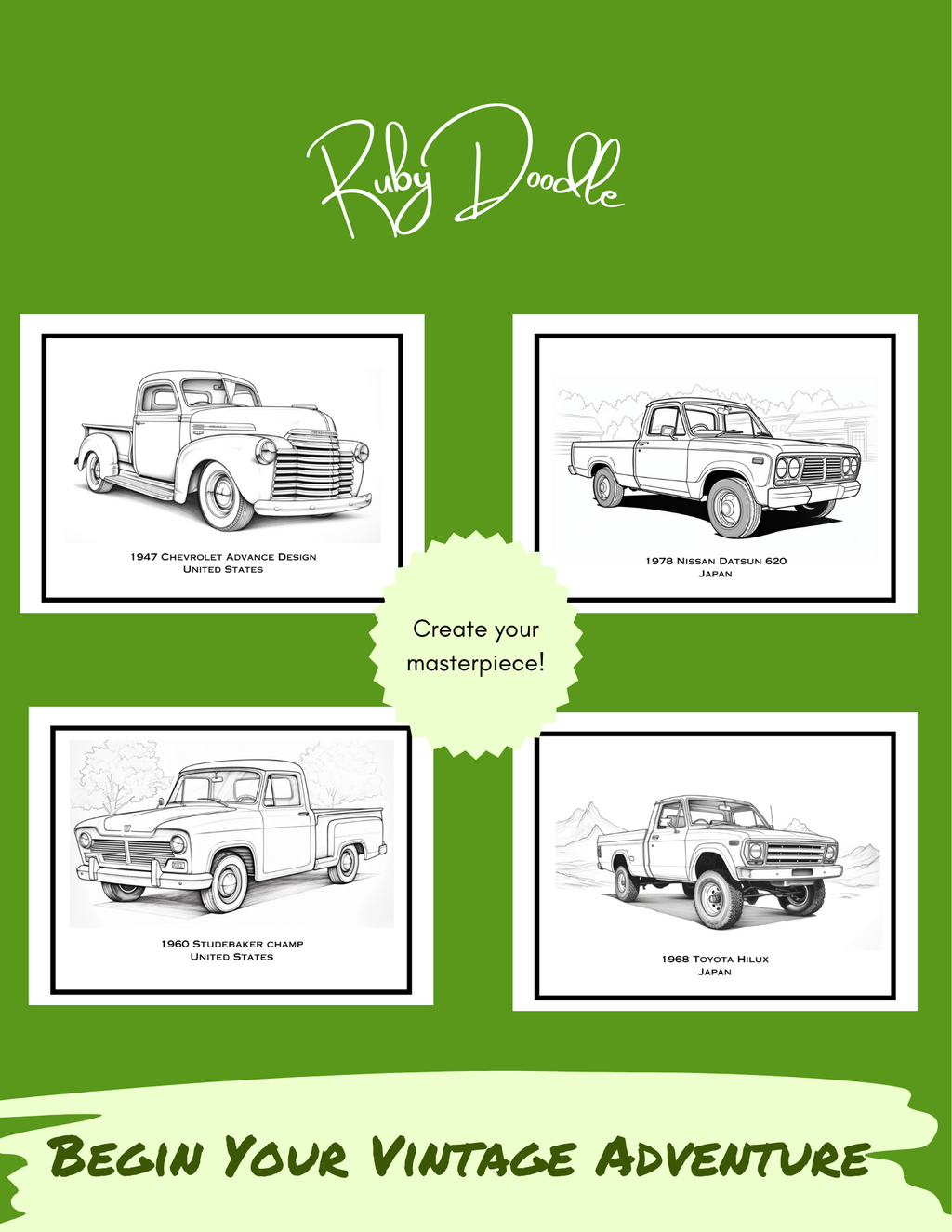 The Pickup Truck Coloring Book - Digital & Print