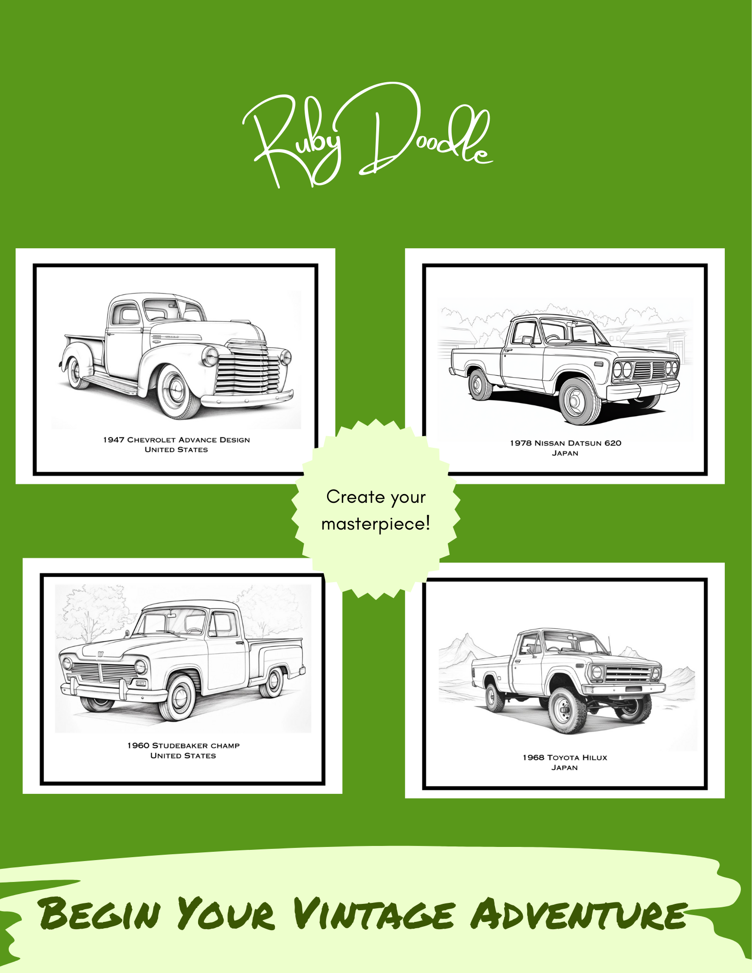 The Pickup Truck Coloring Book - Digital & Print