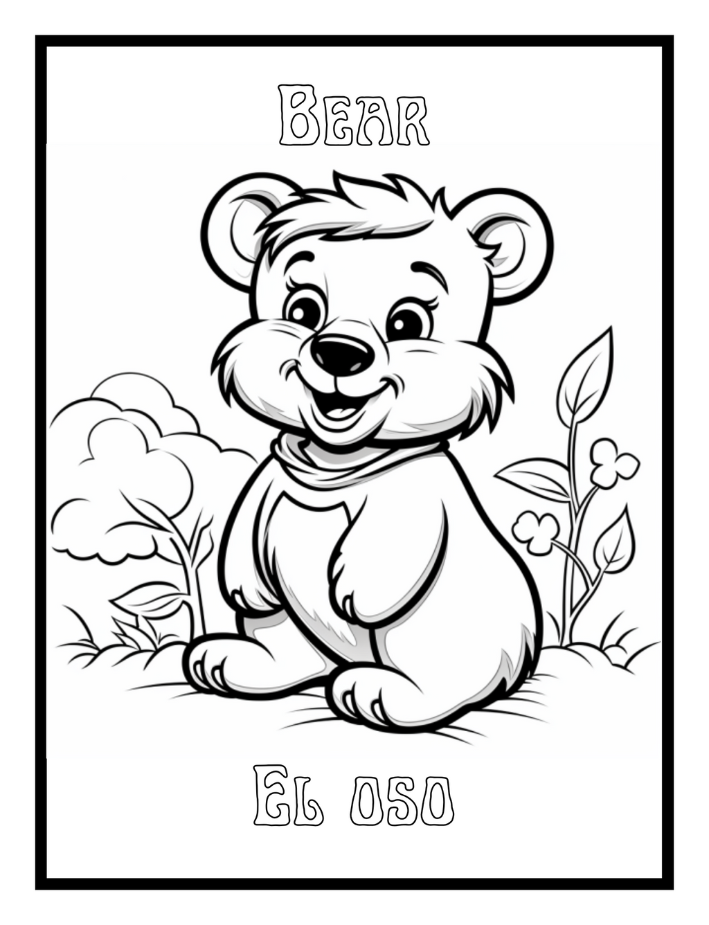 Toddlers Animal Coloring Book: Fun and Educational Bilingual English–Spanish - Digital Pages