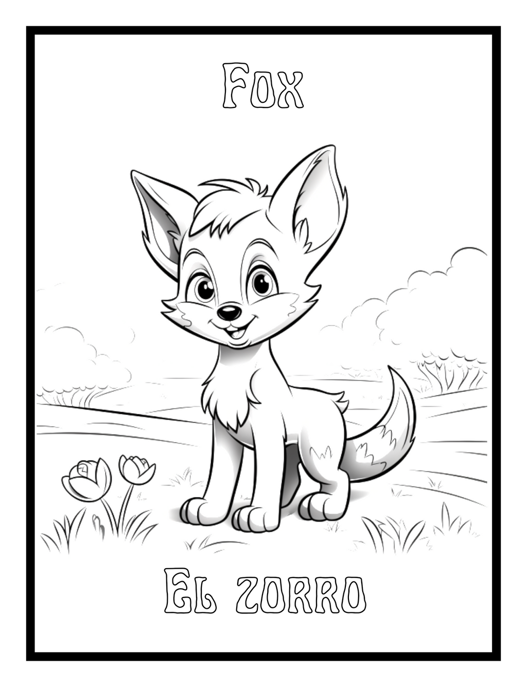 Toddlers Animal Coloring Book: Fun and Educational Bilingual English–Spanish - Digital Pages
