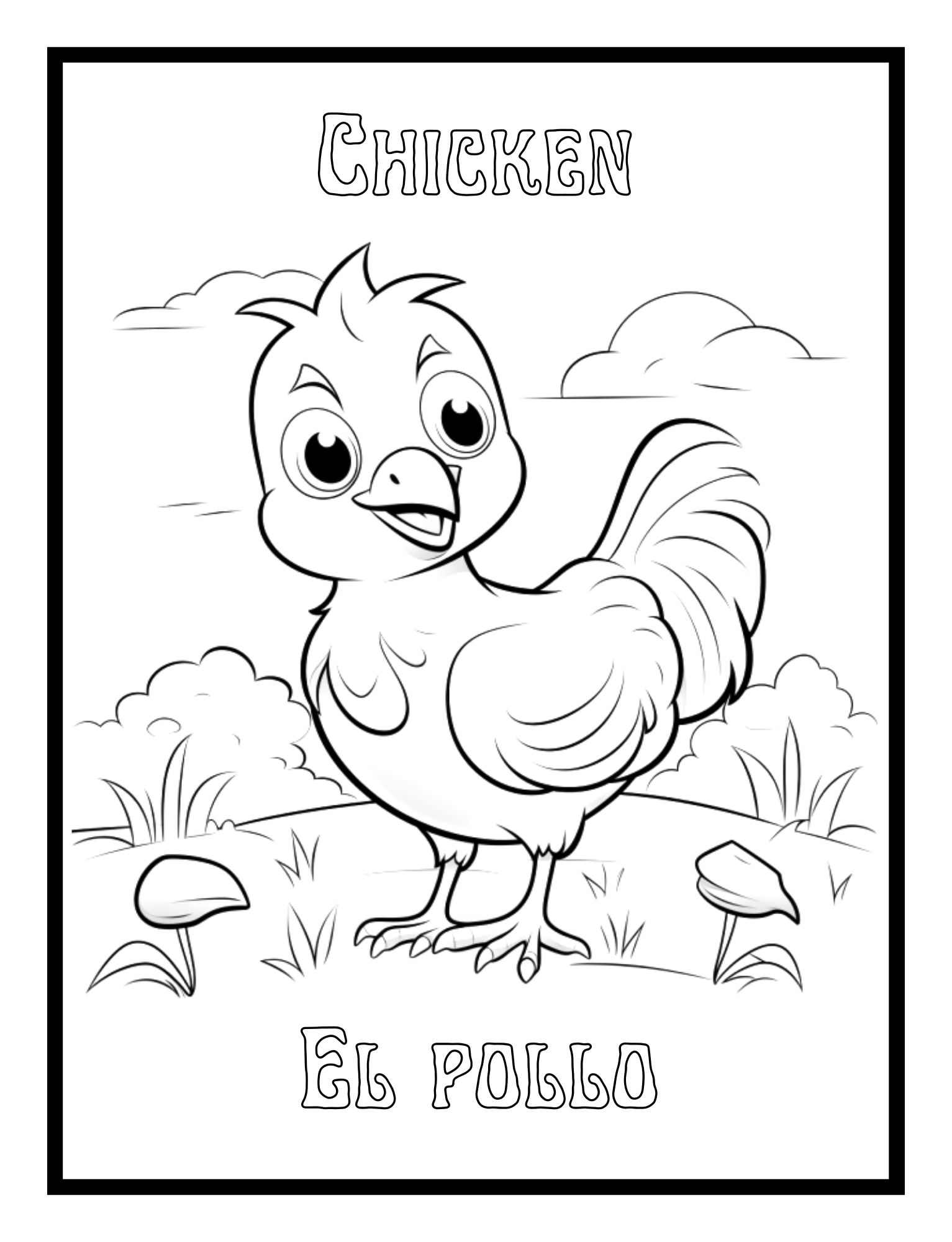 Toddlers Animal Coloring Book: Fun and Educational Bilingual English–Spanish - Digital Pages