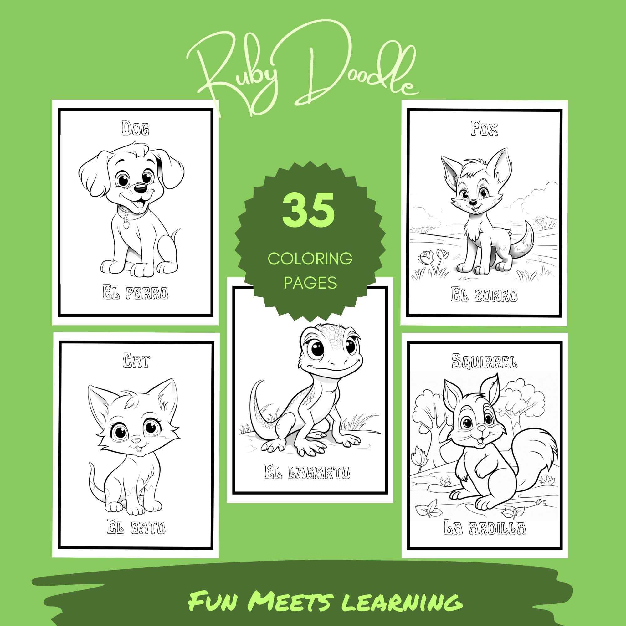 Toddlers Animal Coloring Book: Fun and Educational Bilingual English–Spanish - Print