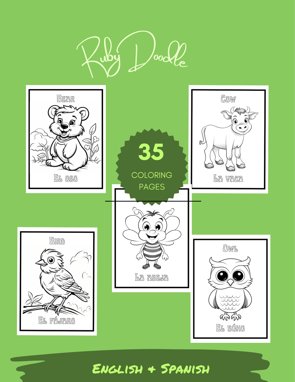 Toddlers Animal Coloring Book: English–Spanish - Digital & Print