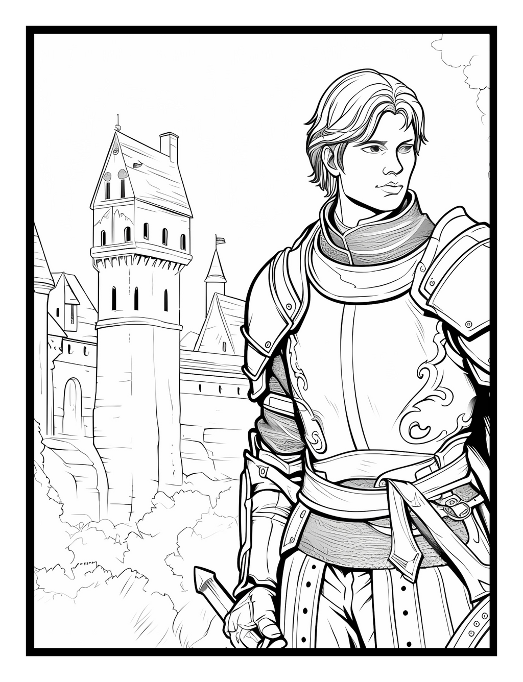 Enchanted Realms: Medieval Castles, Knights, and Dragons – A Coloring Journey - Print