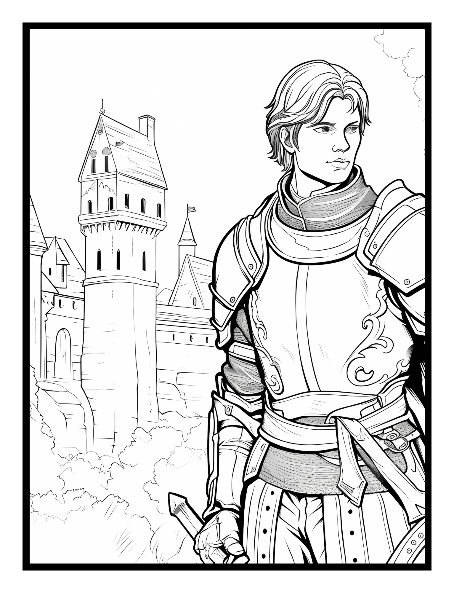 Enchanted Realms: Medieval Castles, Knights, and Dragons – A Coloring Journey - Print