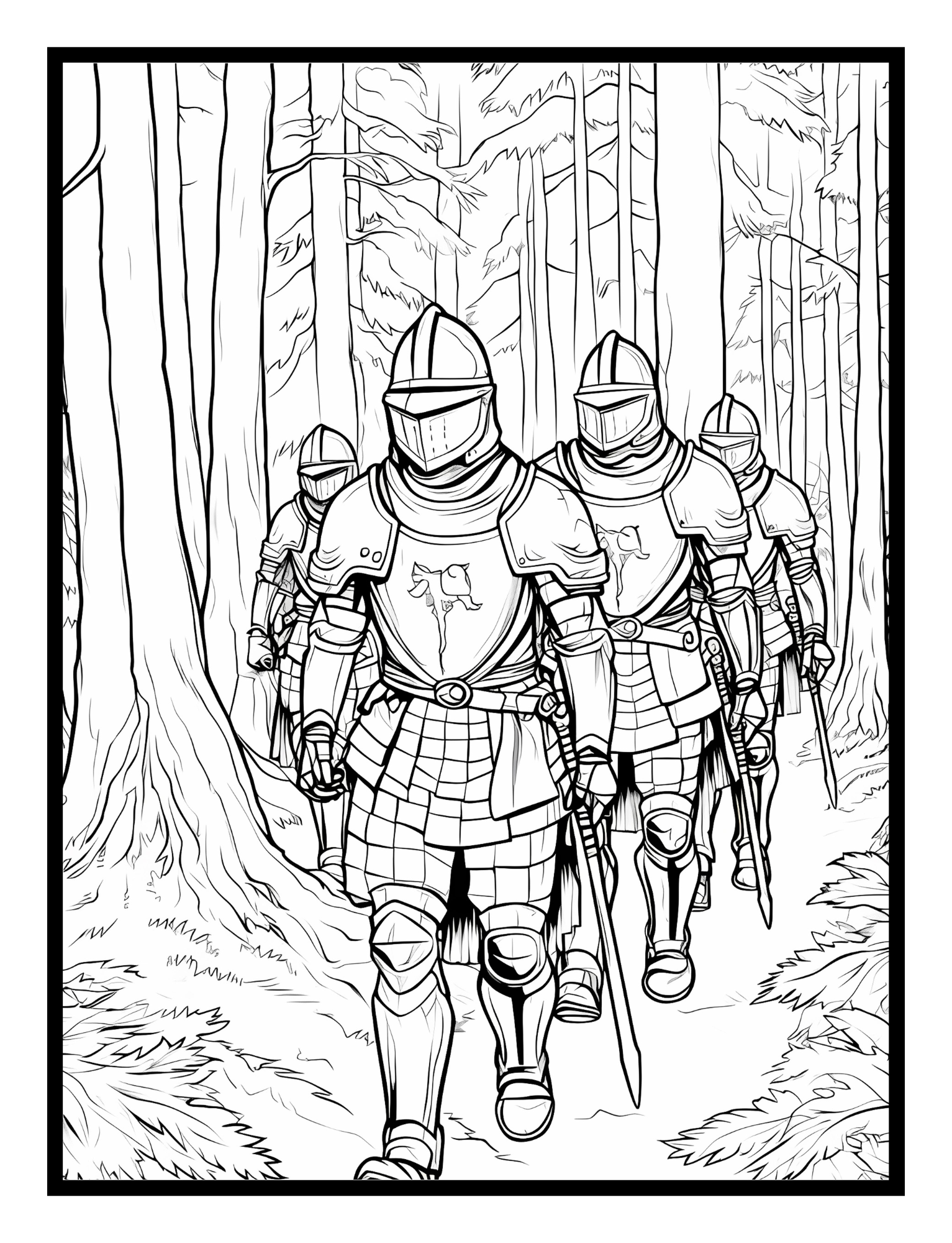 Enchanted Realms: Medieval Castles, Knights, and Dragons – A Coloring Journey - Print